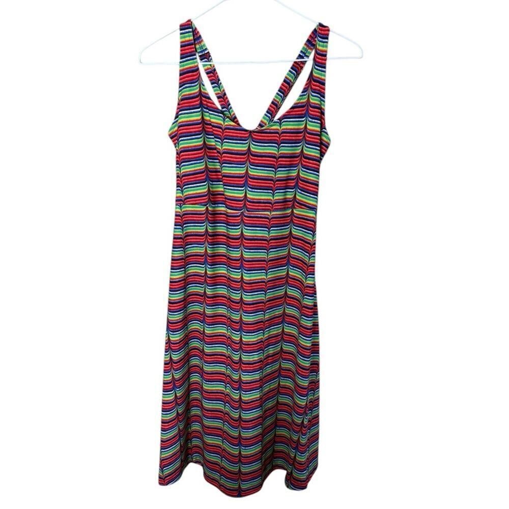 Columbia Women’s Sz Medium Sundancer Tank Dress rainbow Striped Active